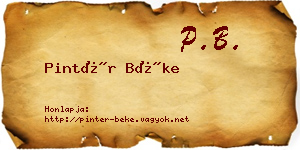 Pintér Béke névjegykártya